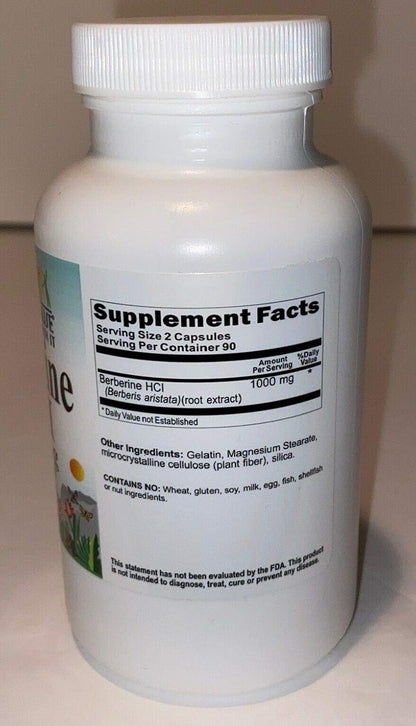 Berberina Pura y de Alta Potencia; 1000mg por Dosis; 180 Cápsulas – Image 2