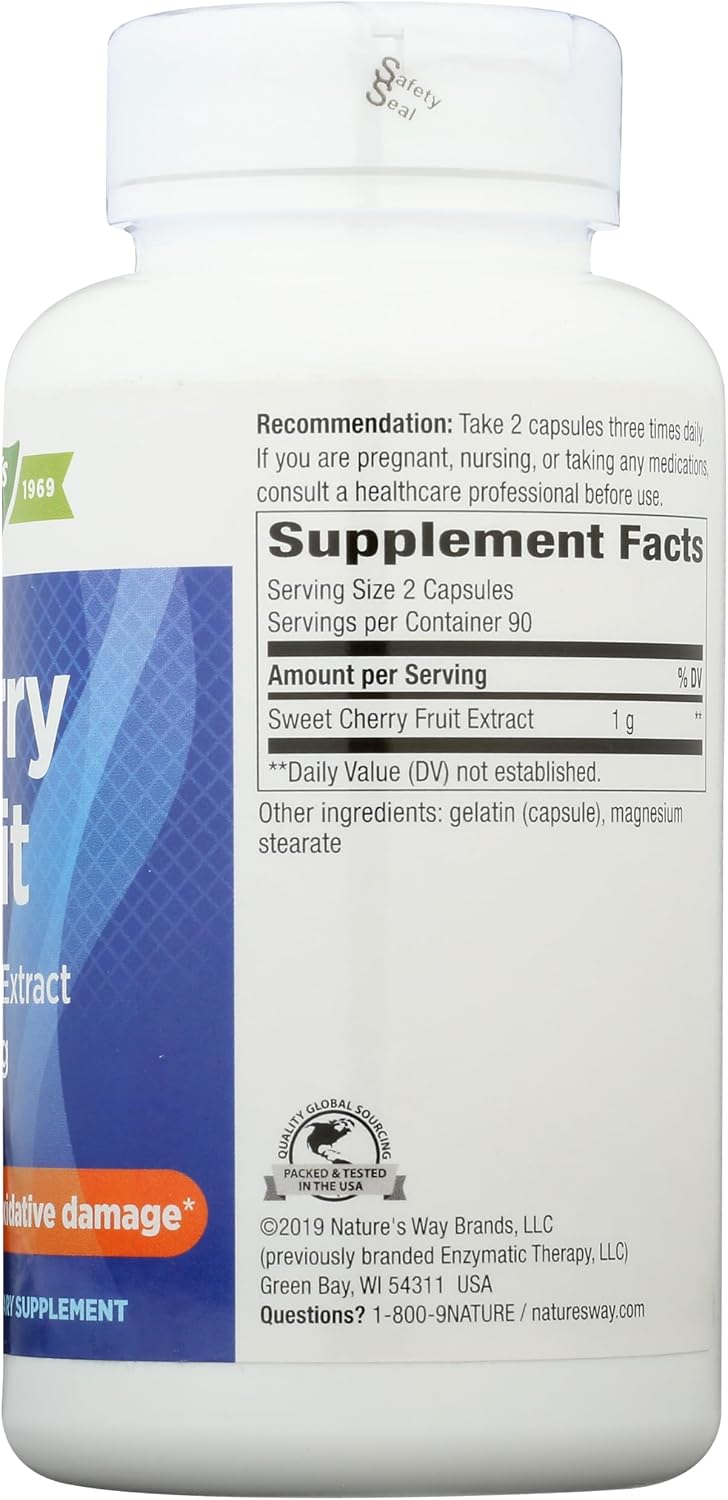 Nature's Way Extracto de Cereza Dulce - 180 Cápsulas - 1000 mg por dosis