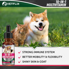 10 en 1 Vitaminas Líquidas para Perros y Gatos, 2 Fl Oz | Glucosamina y Multivitamínico