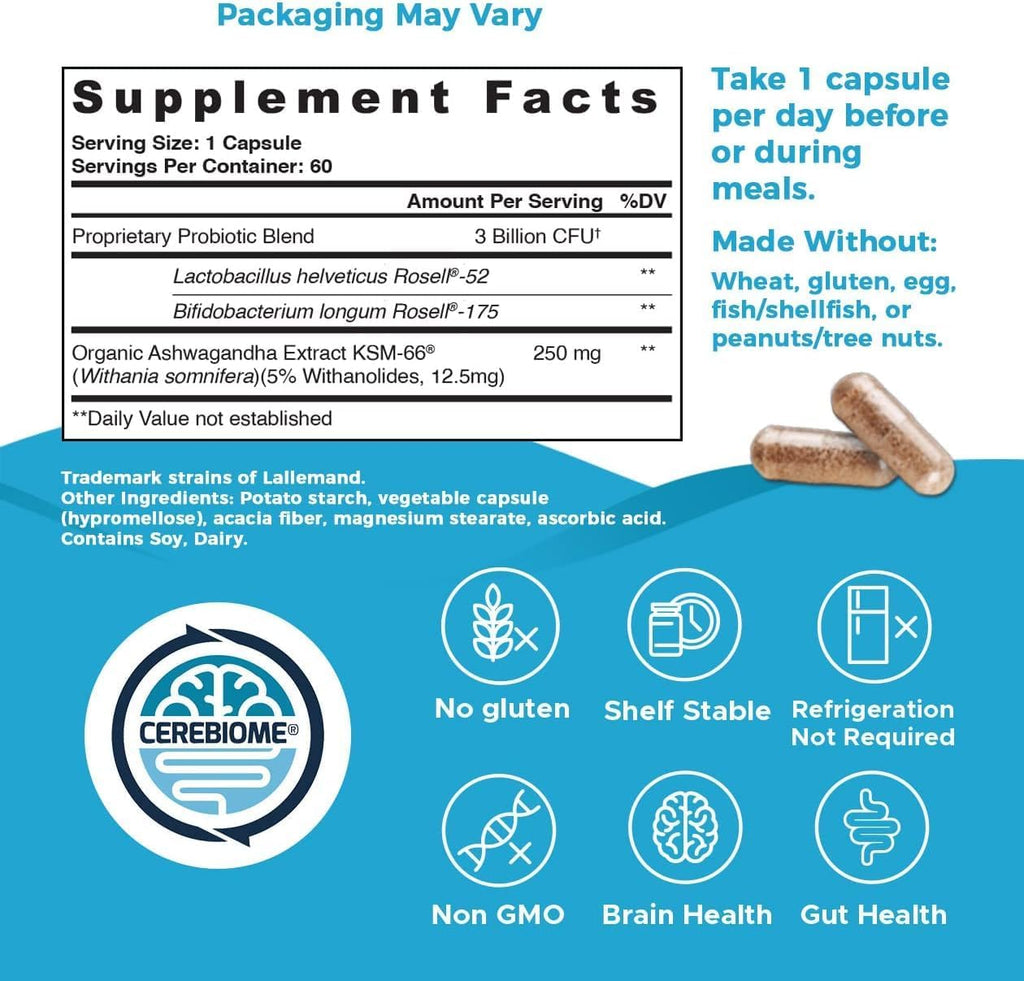 Nutricelebrity Optimal Stress Relief - Suplemento para el Estrés con Ashwagandha y Probióticos, 2 Pack (60 días)