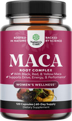 Cápsulas de Maca para Mujer – Mezcla de Maca Roja, Amarilla y Negra – 60 Cápsulas