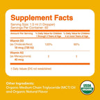 Feel Great USDA Organic Liquid Vitamin D Drops for Infants & Toddlers (2 oz) w/ K2 for Absorption