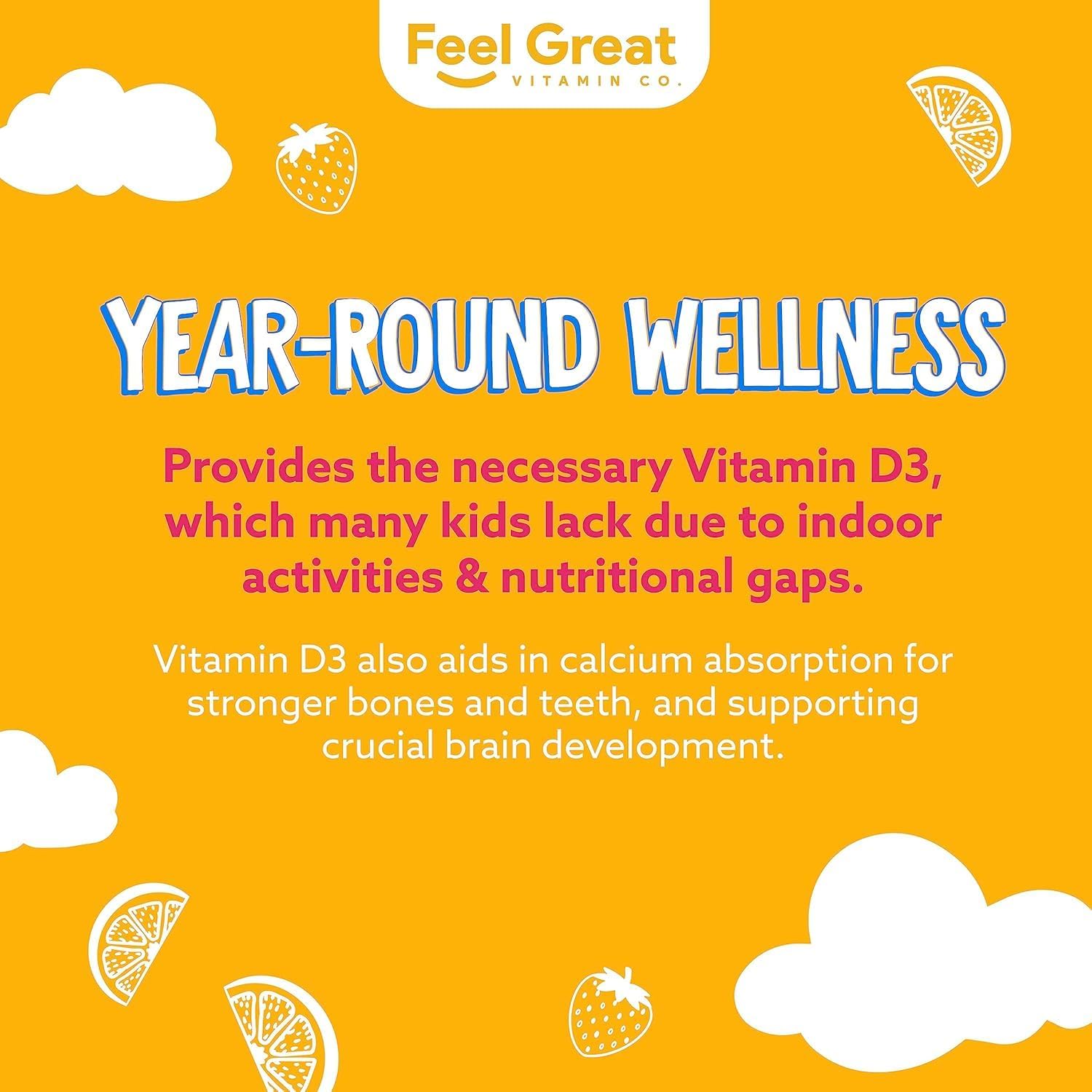 Vitaminas D3 + K2 1000UI en Gominolas para Niños - 60 Gominolas - Sabor Naranja