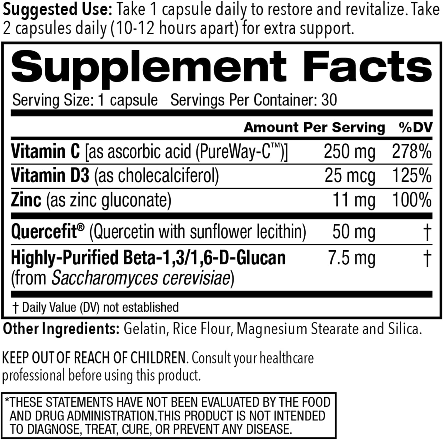 Juvenon AgeRenew Beta Glucan con Zinc y Quercetina