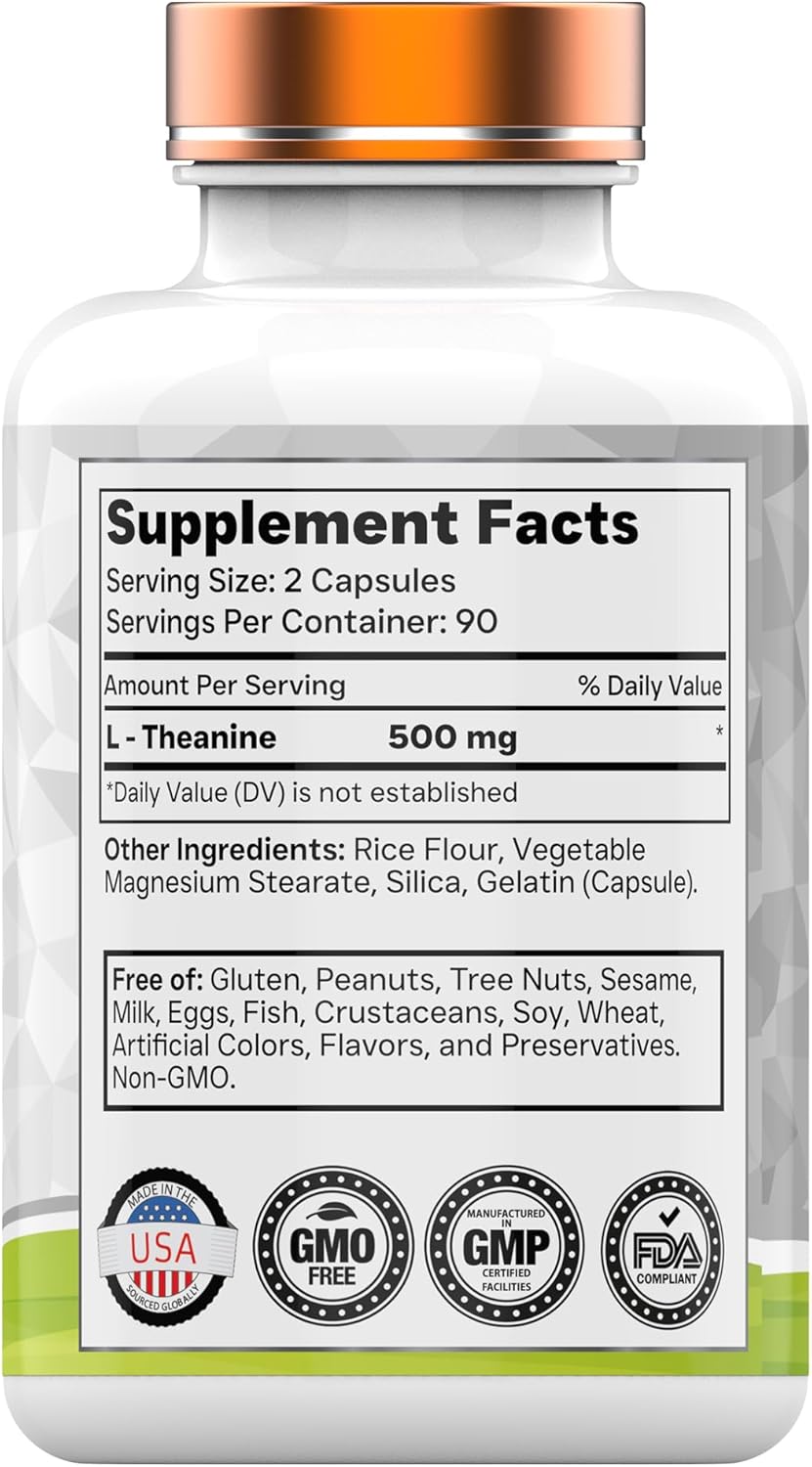 tnvitamins L-Theanine 500 mg, 180 cápsulas