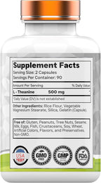 tnvitamins L-Theanine 500 mg, 180 cápsulas
