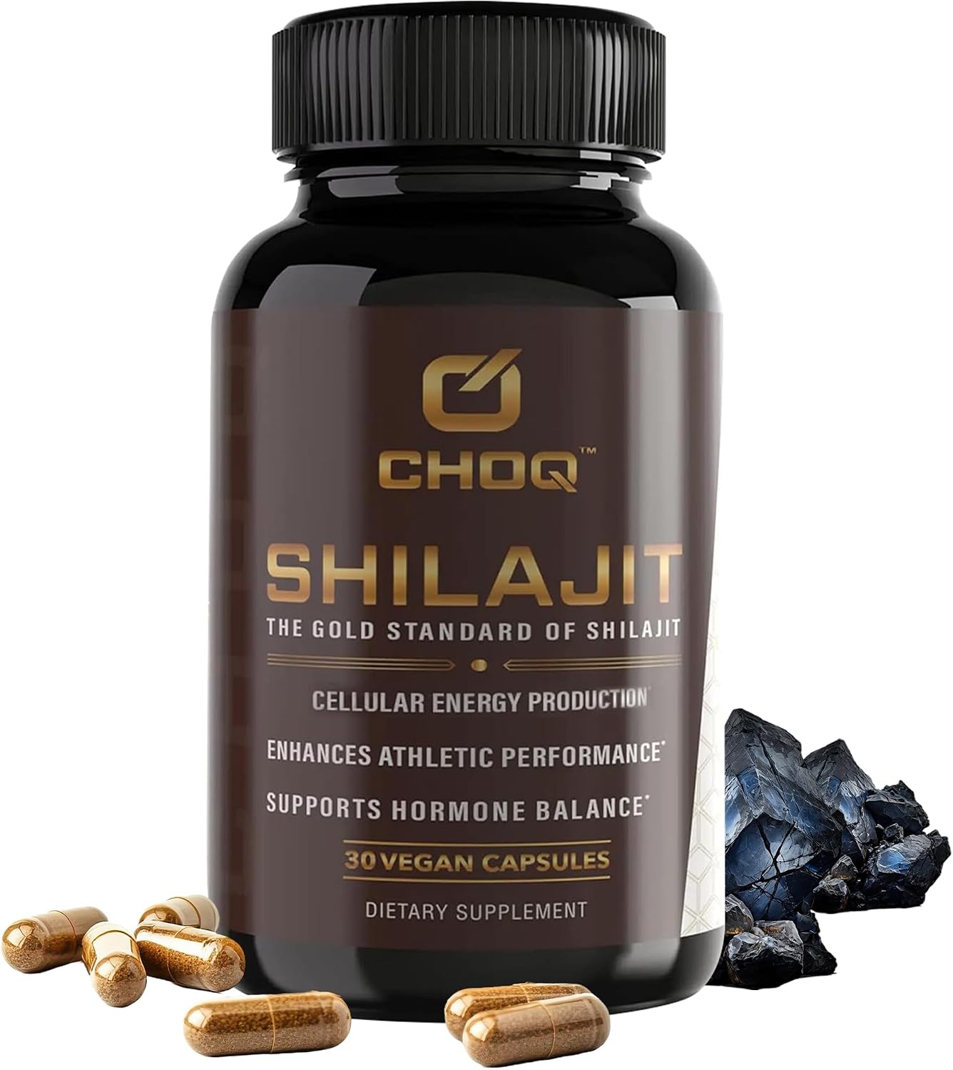 CHOQ Shilajit - Cápsulas Veganas 500 mg - Ácido Fúlvico >50%