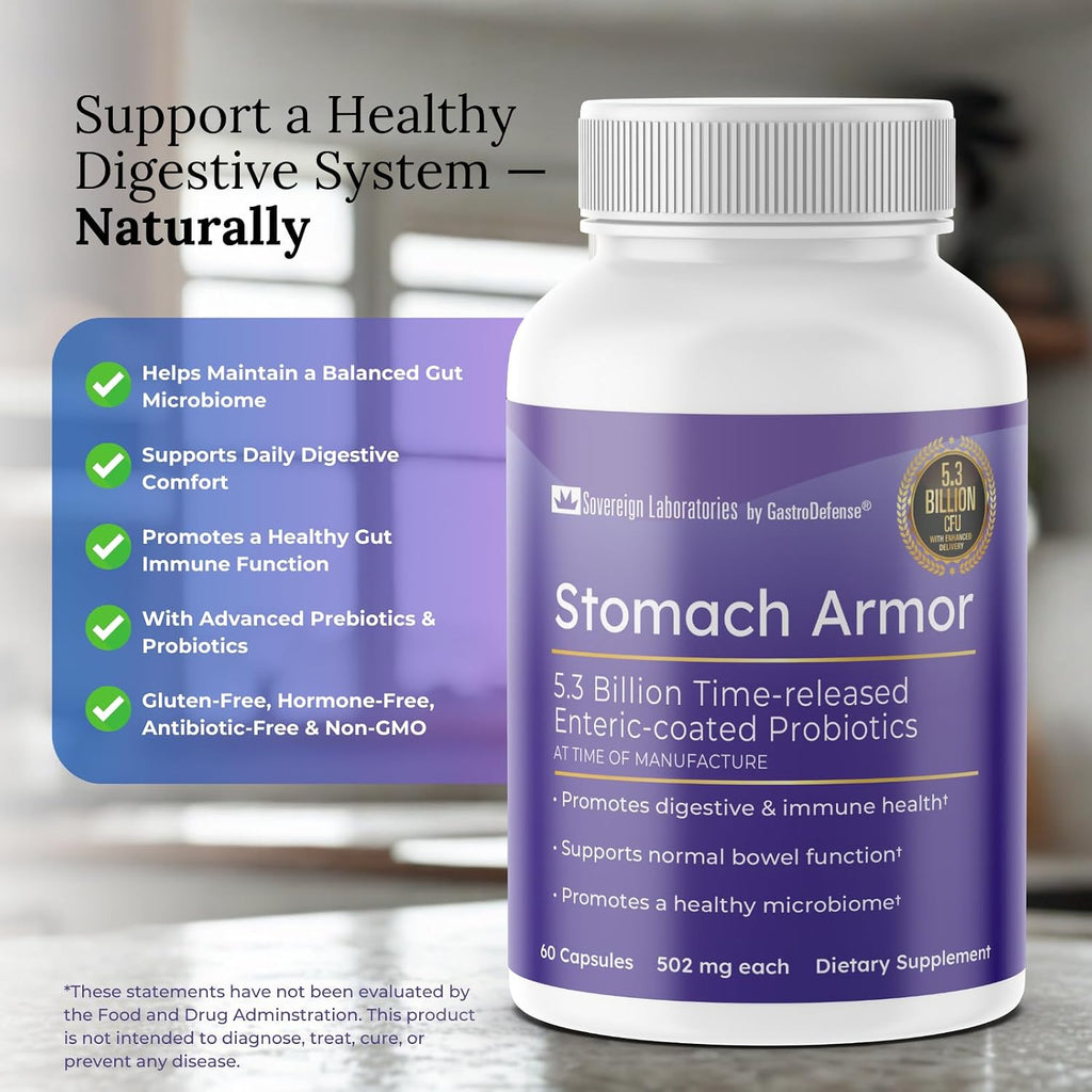 GastroDefense Stomach Armor - Prebiótico y Probiótico con Liposomal Colostrum-LD