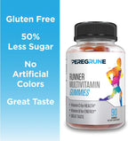 PEREGRUNE Runner Multivitamin Gummies - Gominolas Multivitamínicas para Corredores con Vitaminas A, C, D, E y Complejo B - 50% Menos Azúcar