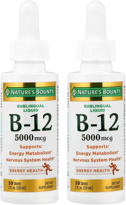 Nature's Bounty B-12 5000 mcg Sublingual Líquido Energy Health, 2 oz (Pack de 3) – Image 3