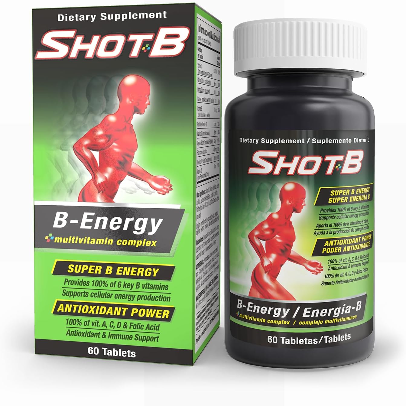 Shot B Multivitamin Complex B-Energy - Complejo B con A, C, D, E y Ácido Fólico, 60 Comprimidos