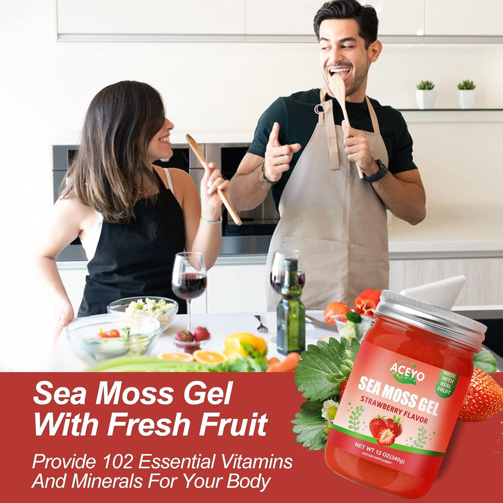 ACEYO Gel de Musgo de Mar Irlandés Sabor Fresa - 340g