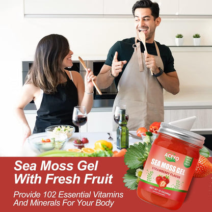 ACEYO Gel de Musgo de Mar Irlandés Sabor Fresa - 340g
