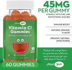 Maxi Health Gominolas de Vitamina C con Zinc - Apoyo Inmunitario - Sin Sabores Artificiales ni Conservantes - 60 Gominolas