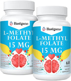 L-Metilfolato 15mg (5-MTHF) - Ácido Fólico Activo Enriquecido con Vitaminas B6 y B12 - 60 Cápsulas Vegetales - No GMO, Sin Gluten