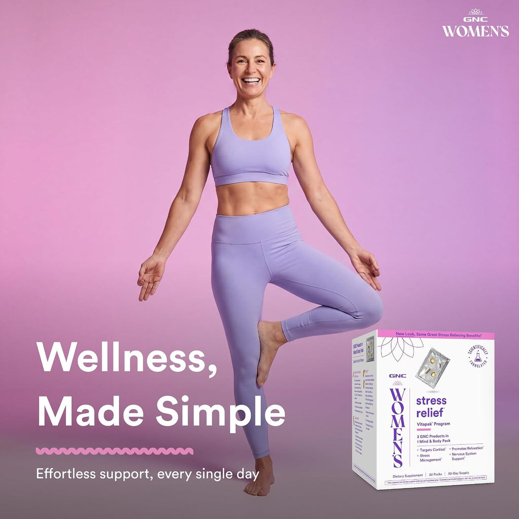 GNC Women's Stress Relief Vitapak: Manejo del Estrés y Cortisol, 30 Paquetes