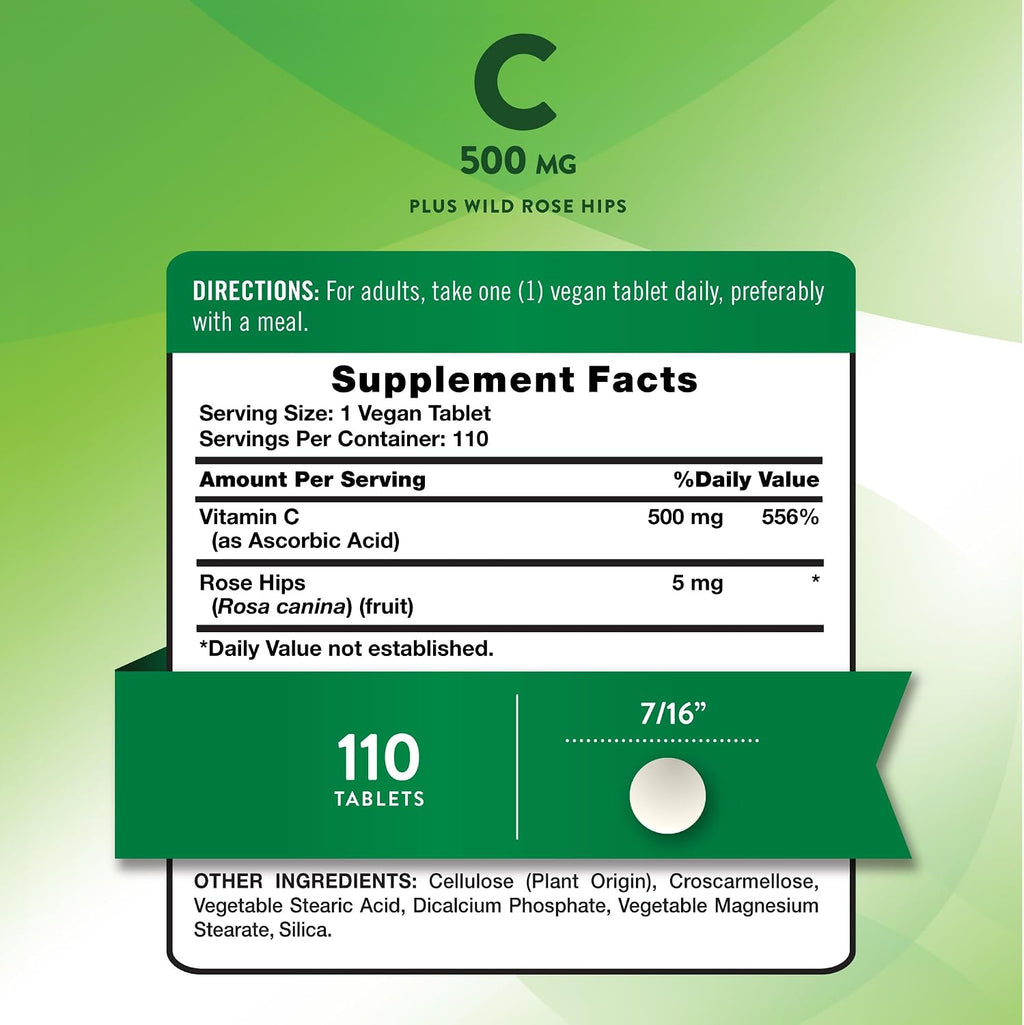 Nature's Truth Vitamina C con Rosa Mosqueta 500 mg, 110 Comprimidos