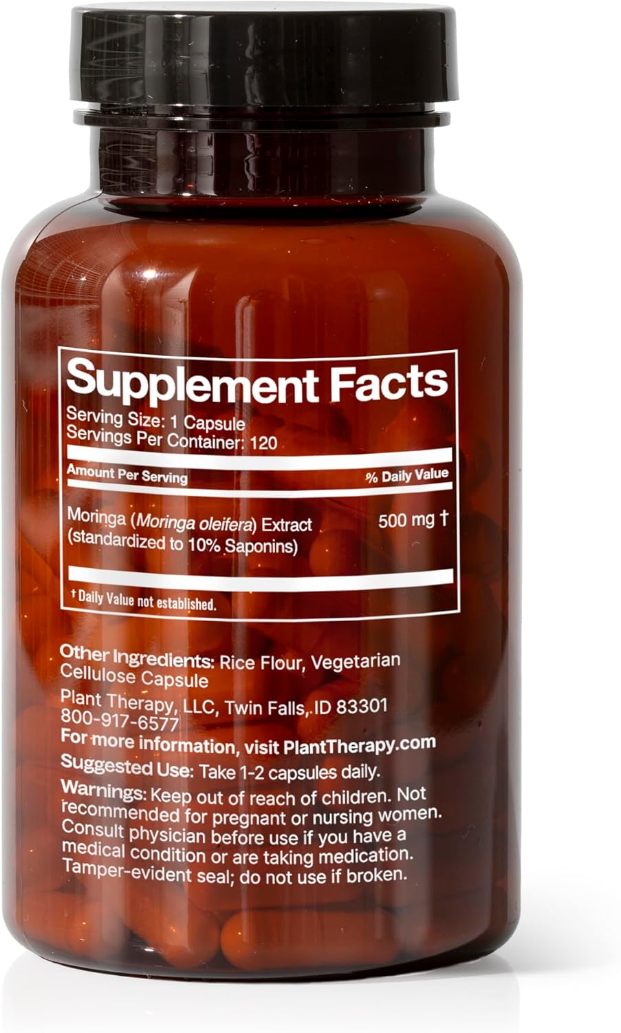 Plant Therapy Moringa Herbal Supplement Capsules – 120 Cápsulas Vegetarianas (4 Meses)