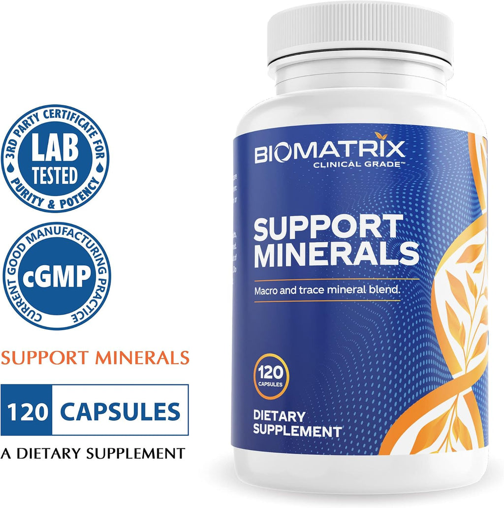 BioMatrix Suplemento Mineral Quelado Sin Hierro - Calcio, Magnesio, Zinc, Vitamina D3, Cobre y Yodo - 30 Días