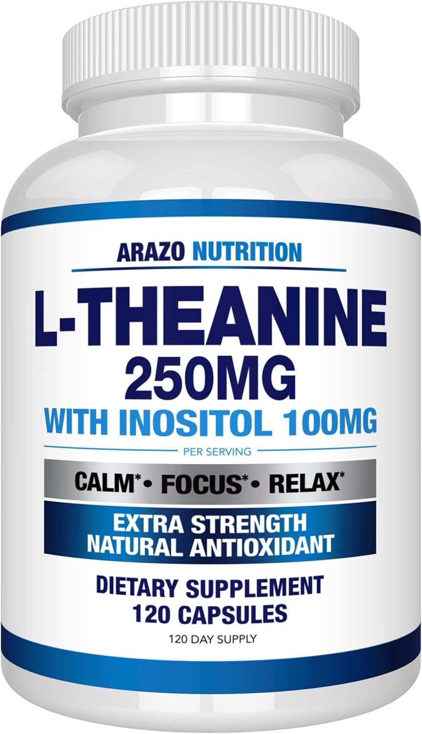 Arazo Nutrition L-Teanina 250mg con Inositol 100mg, 120 Cápsulas Vegetarianas