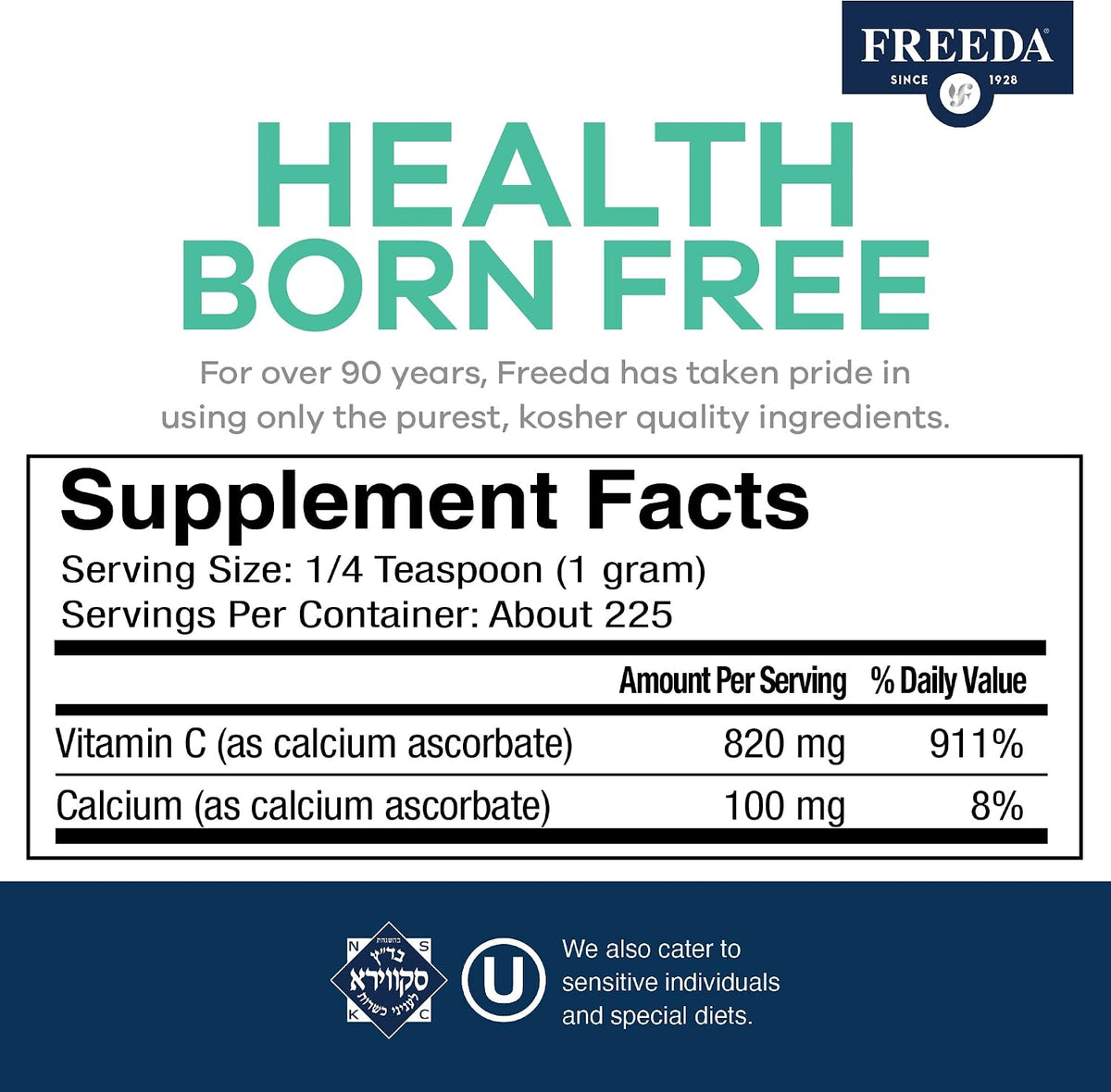 FREEDA Vitamina C Tamponada en Polvo – No Ácida, Vegana, Kosher, 227 g – Image 6