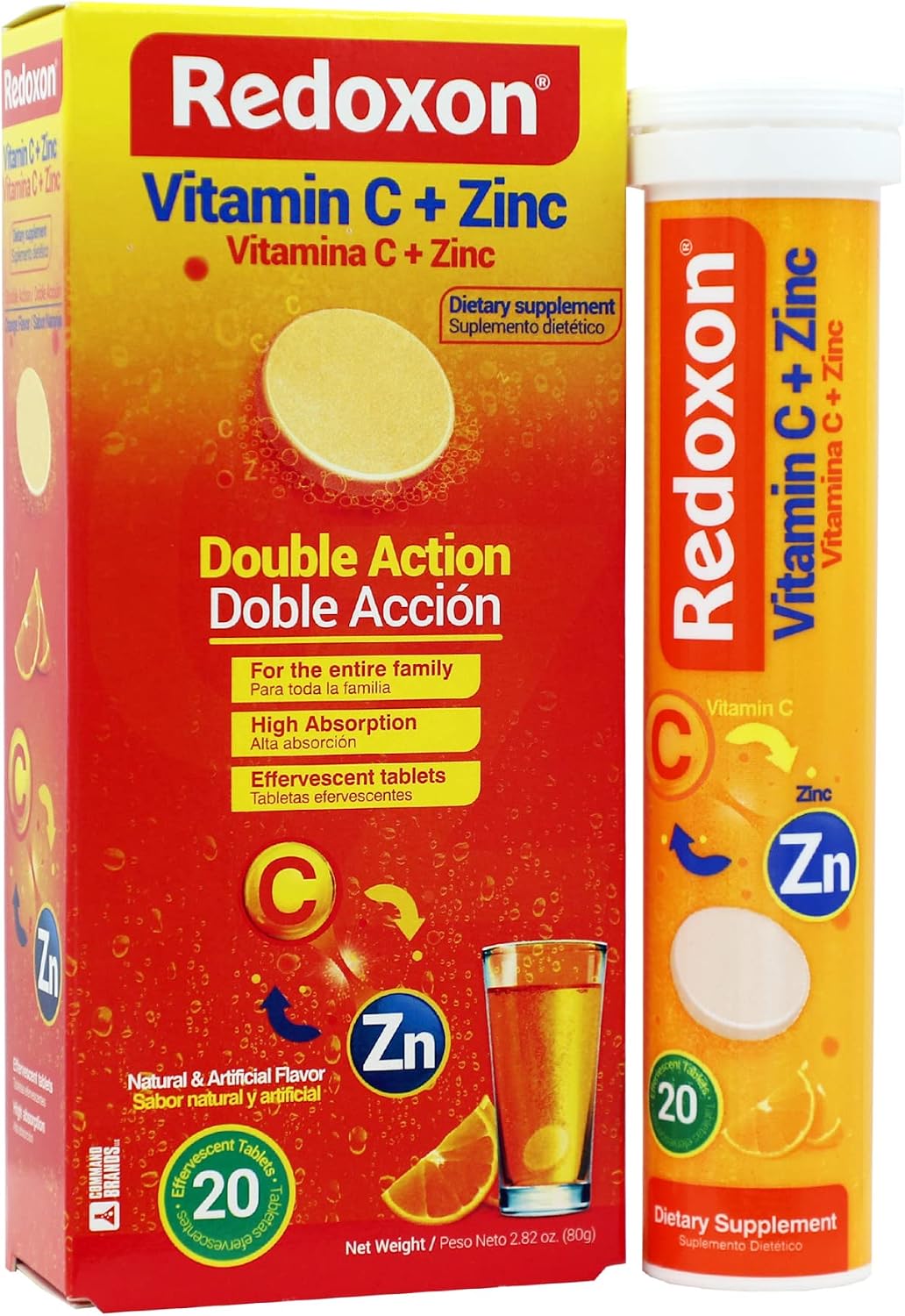 Redoxon Vitamina C + Zinc, 20 Comprimidos Efervescentes Sabor Naranja