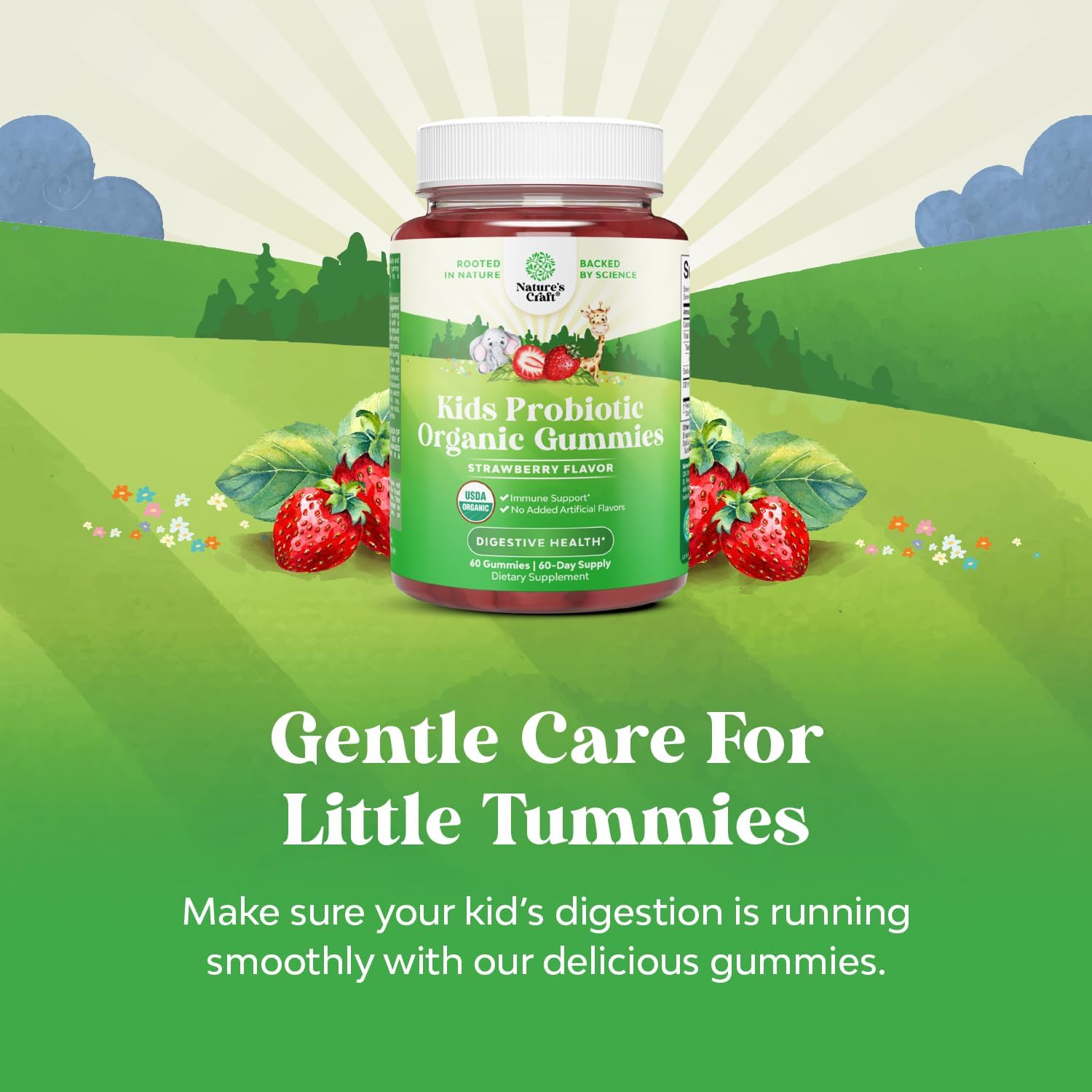 Nature's Craft Probióticos Orgánicos para Niños - Gominolas Digestivas con 2.5B UFC - 60 Gominolas