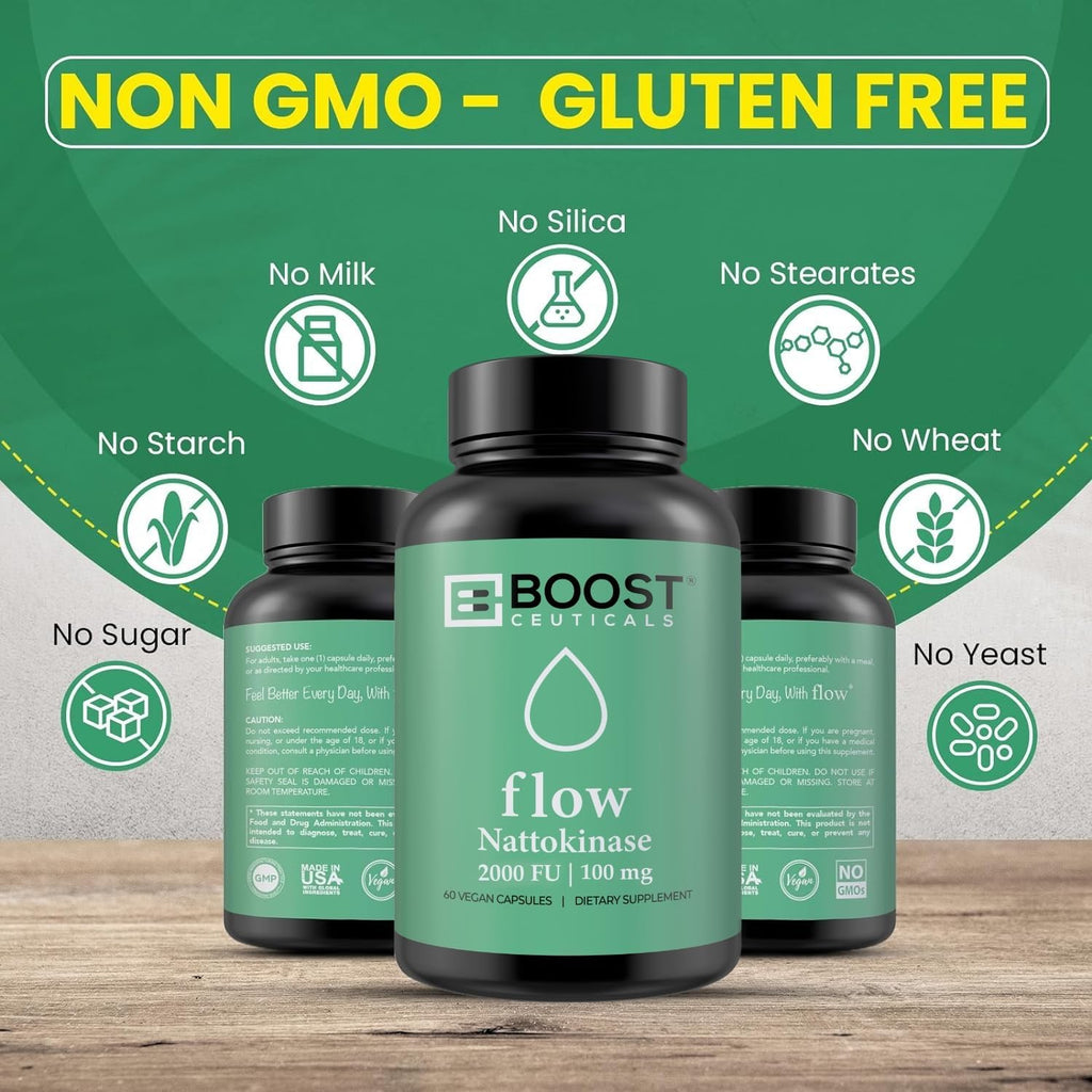 BoostCeuticals Nattokinase 2000 FU - 60 Cápsulas Veganas Enzima Fibrinolítica