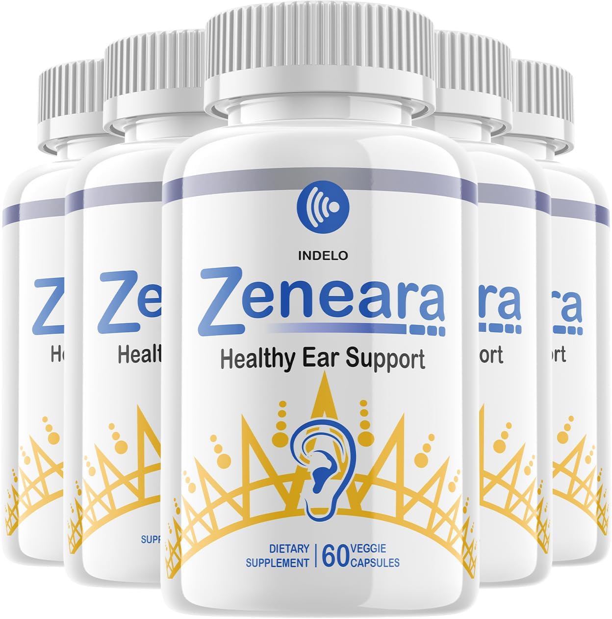 Zeneara Suplemento para el Cuidado Auditivo, 300 Cápsulas (5 Envases)