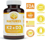 Vitamina D3 5000 UI + K2 MK-7 100 mcg, 60 cápsulas - Natures Wellness