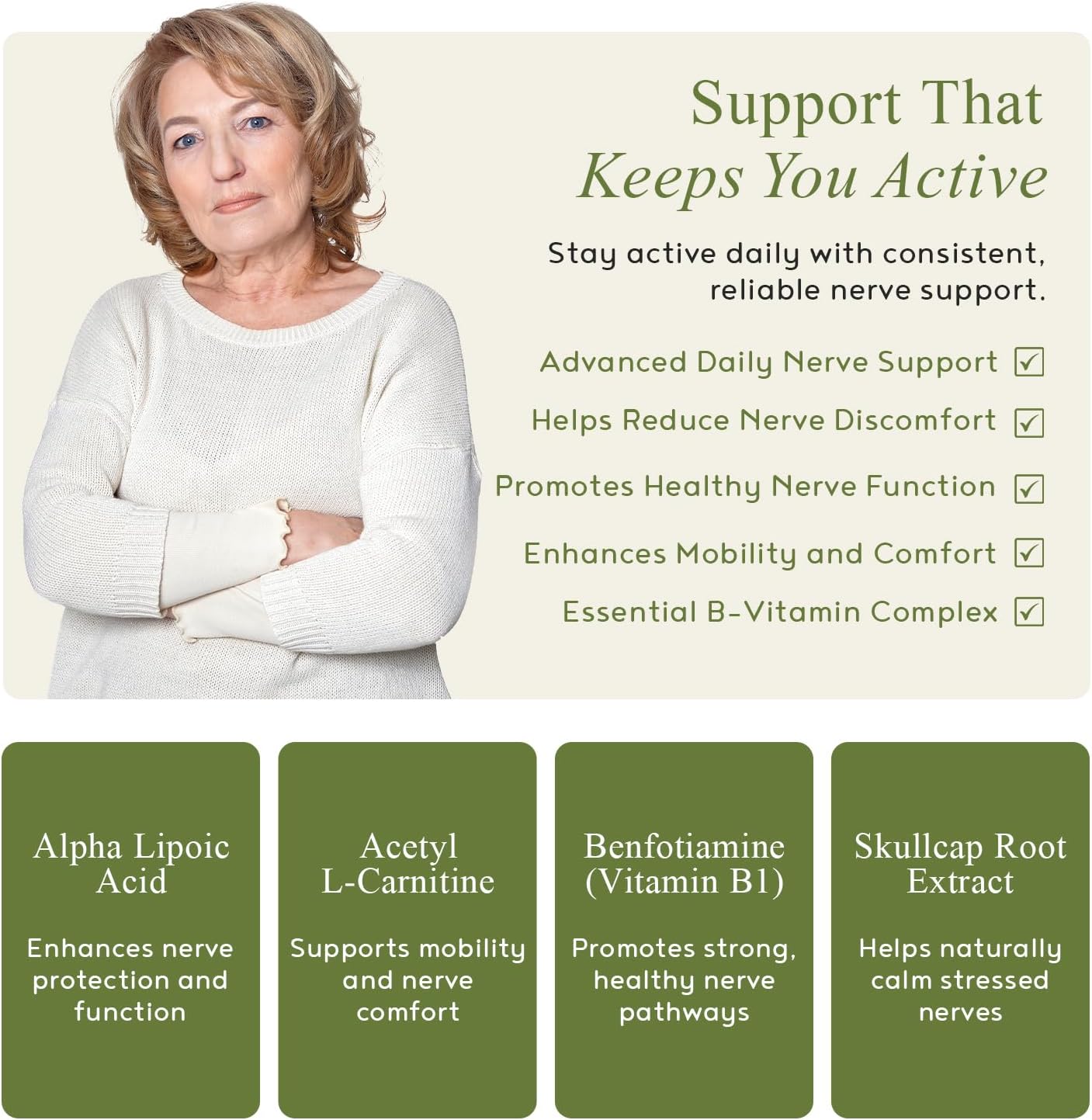 Neuropathy - Mezcla Natural para el Alivio del Dolor Nervioso y Bienestar, Ácido Alfa Lipoico, L-Carnitina, Vitaminas B6 y B12, Raíz de Escutelaria, Acetil L-Carnitina, 30 Cápsulas