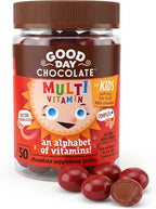 Good Day Chocolate Multivitamínico Completo para Niños – Suplemento Diario con Vitaminas A, B6, B12, C, D, E, Folato y Biotina, Chocolate de Comercio Justo y Sin OGM, 50 Piezas
