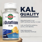 KAL Reduced Glutathione 90 ActivMelt Tablets, High Absorption Antioxidant, Orange Flavor, Vegetarian