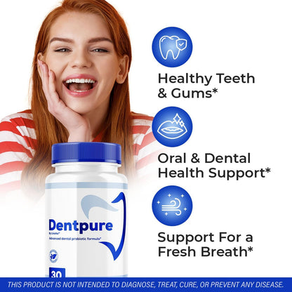 (3 Pack) Dentpure Probiotics - Cápsulas Dentpure Oficiales - Fórmula Natural Avanzada para Salud Dental - 90 Cápsulas (3 Meses)