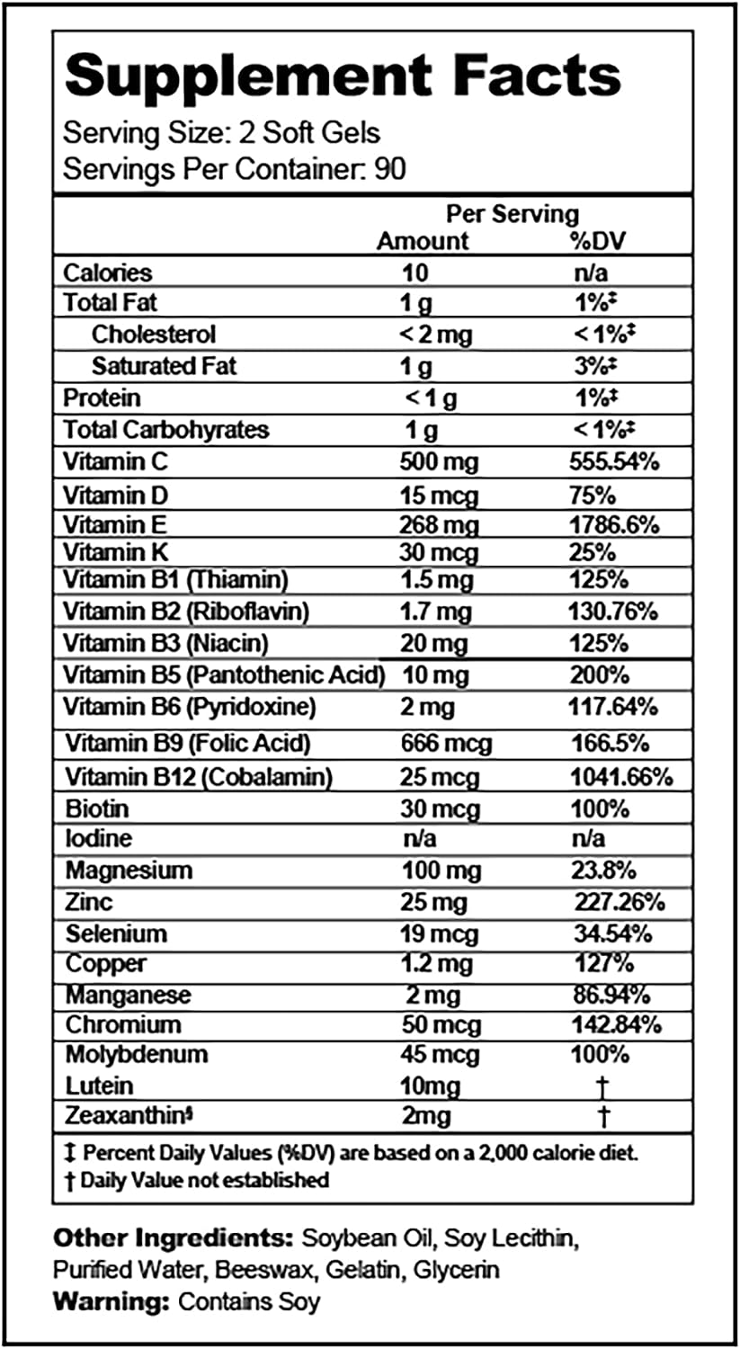 Visual Advantage Lunovus Macular Support Plus Multivitamin - 180 Cápsulas Blandas