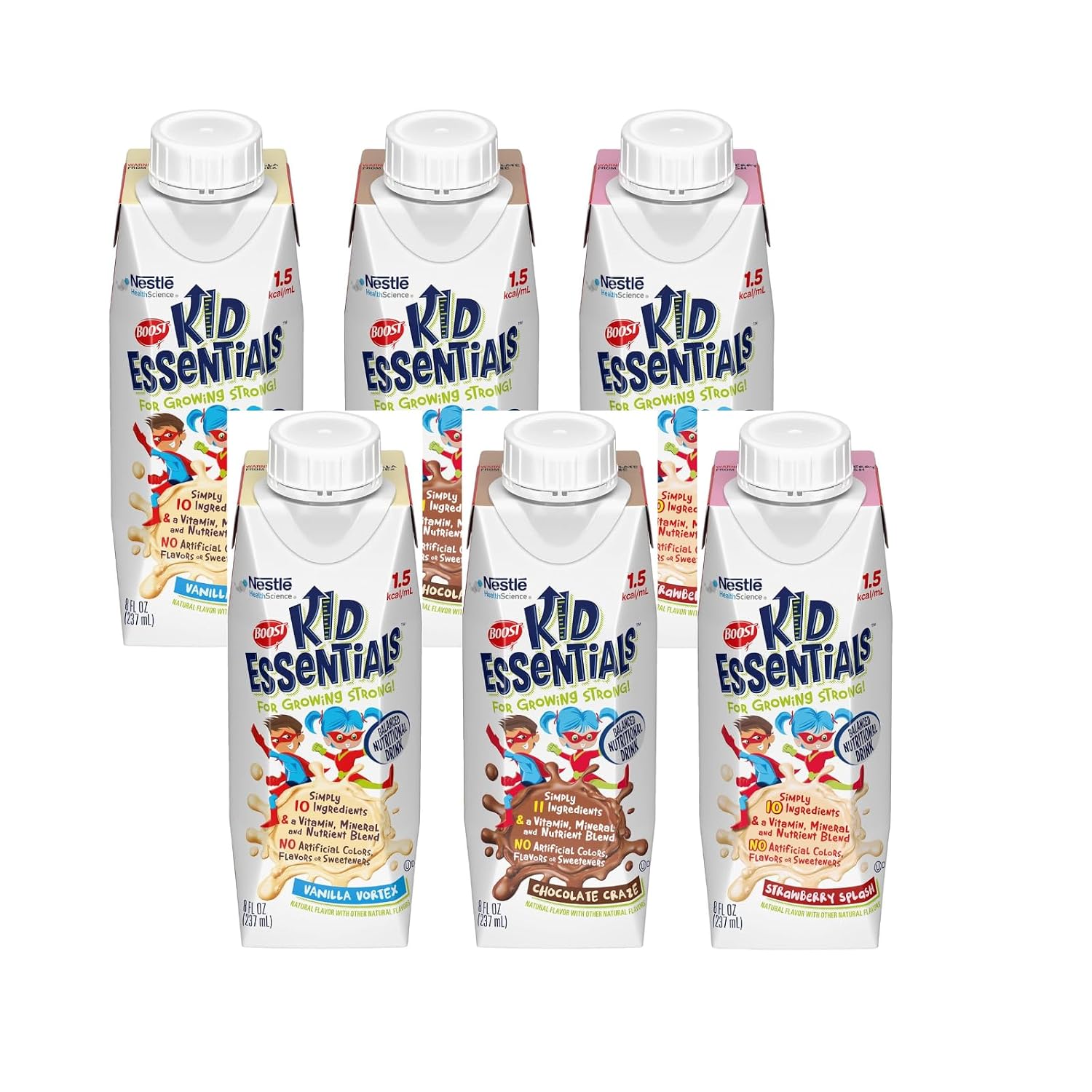 Boost Kid Essentials 1.5 Bebida Nutricional Equilibrada con Vitaminas y Minerales (8 oz, Pack de 6, Vainilla)