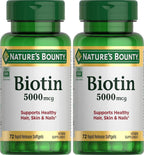 Nature's Bounty Biotina Super Potencia 5000mcg - 72 Cápsulas Blandas (Pack de 2)