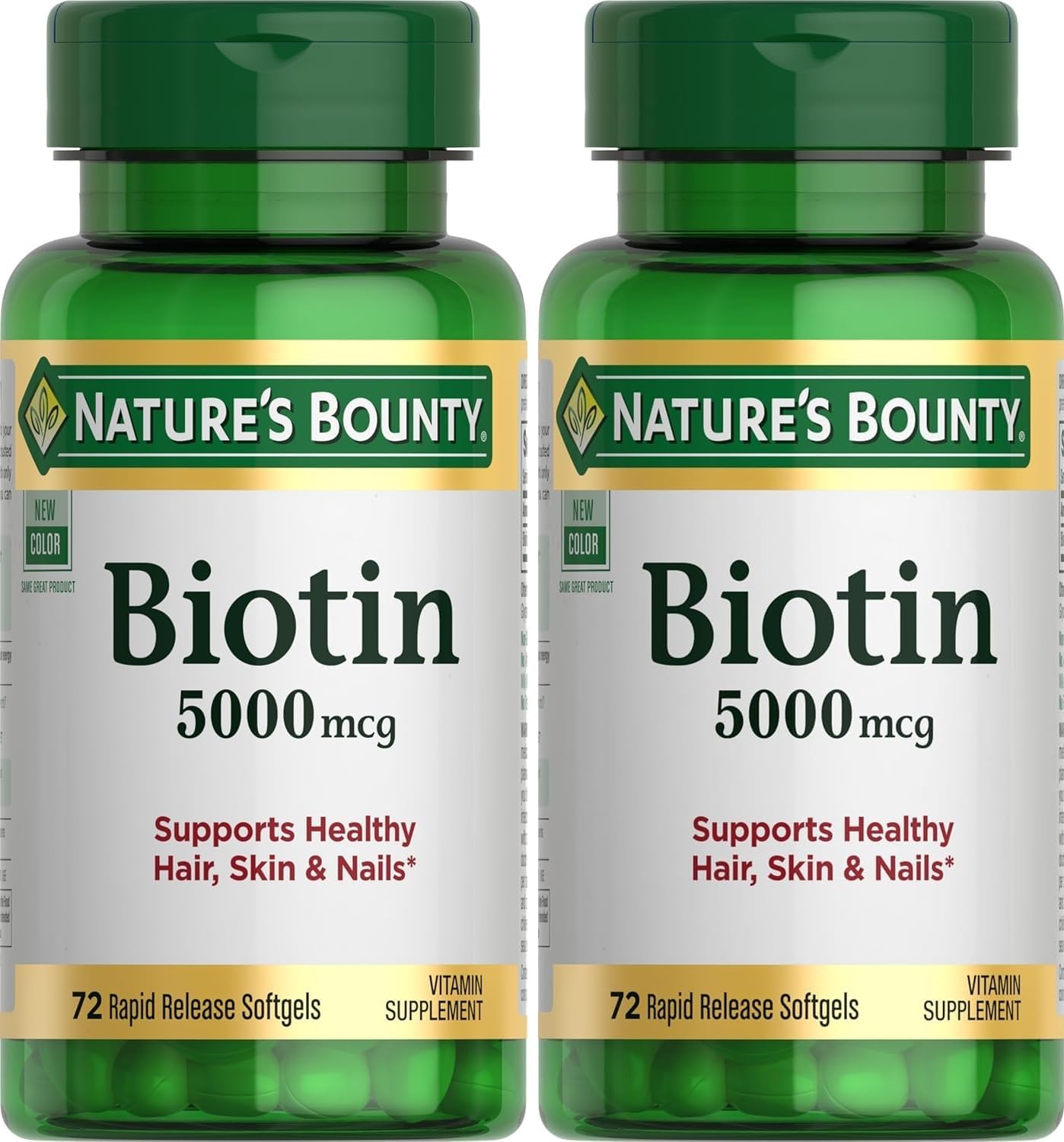 Nature's Bounty Biotina 5000mcg 150 Cápsulas Blandas de Liberación Rápida (Paquete de 3)