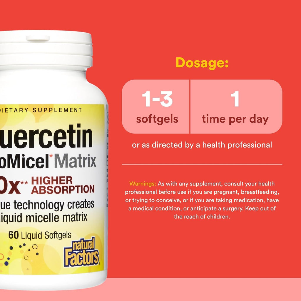 Natural Factors Quercetin LipoMicel Matrix – 60 Cápsulas blandas de absorción superior