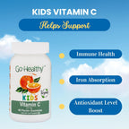 Go Healthy Kids Vitamin C Gummies – Gominolas de Vitamina C para Niños, Sabor Naranja, Veganas, Sin Gelatina, 60 unidades