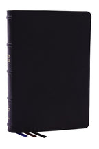 NKJV, Large Print Thinline Reference Bible, Blue Letter, Maclaren Series, Genuine Leather, Black, Comfort Print