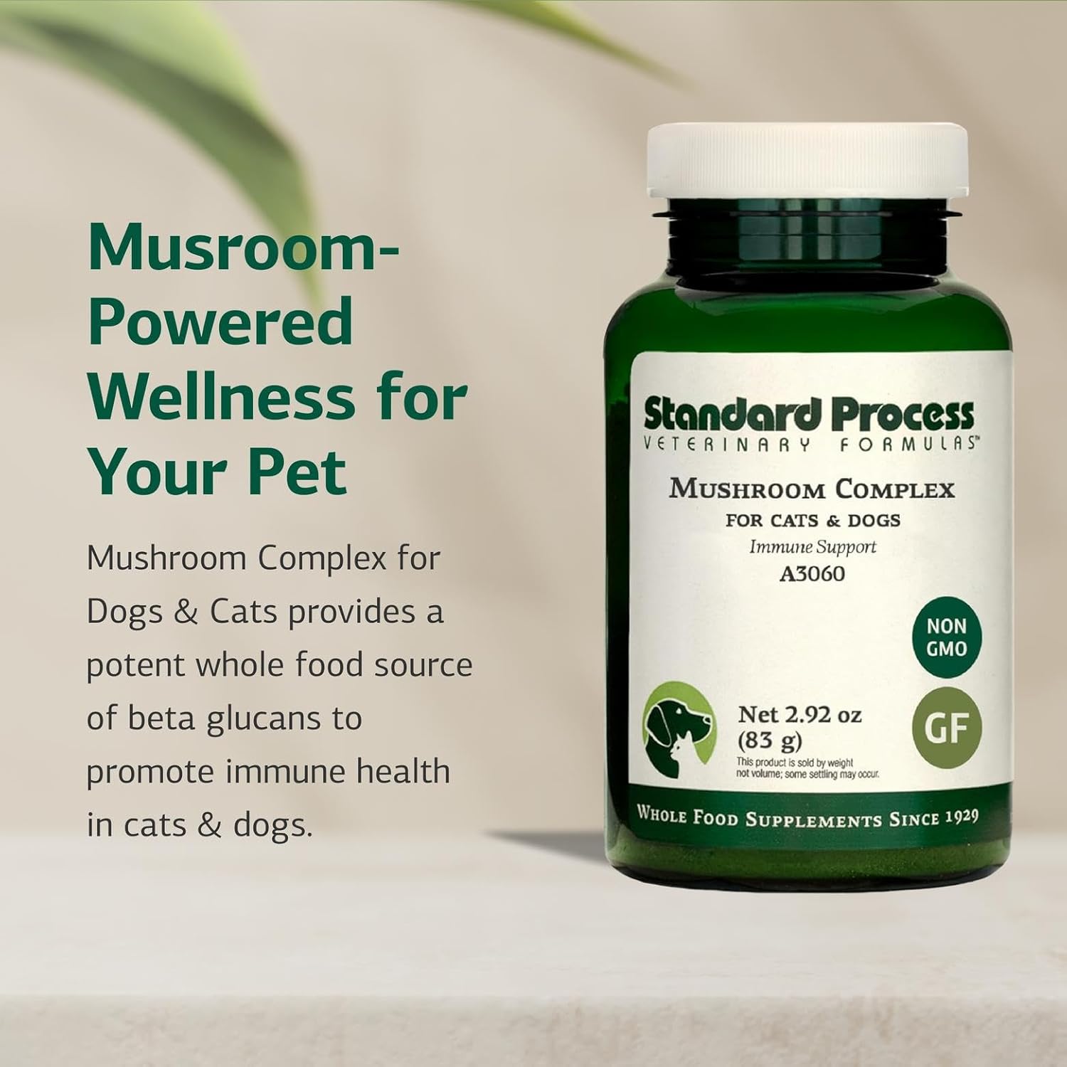 Standard Process Mushroom Complex para Perros y Gatos - Suplemento Inmunitario con Colostro Bovino y Melena de León - 82 g