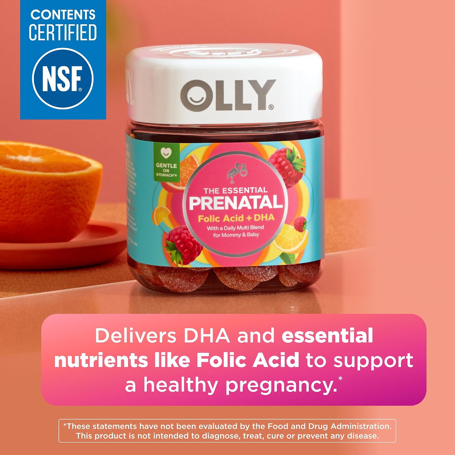 OLLY Prenatal Multivitamínico Gomitas, Ácido Fólico y DHA, 60 unidades