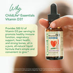 ChildLife Essentials Gotas de Vitamina D3 para Bebés - 500 IU, Sabor a Bayas, 2 Envases