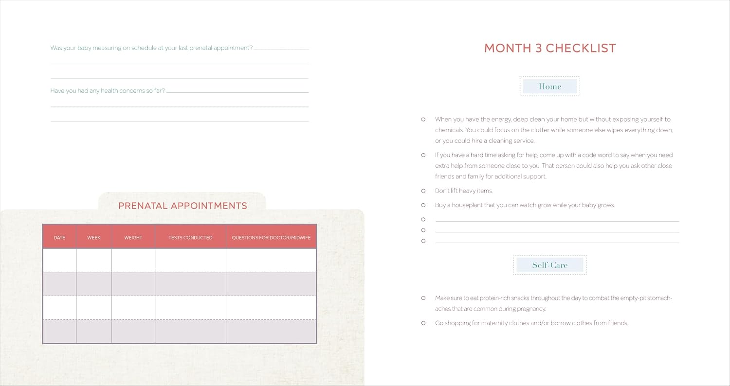 Diario de embarazo para mamás primerizas: listas de verificación mensuales, actividades y sugerencias para escribir