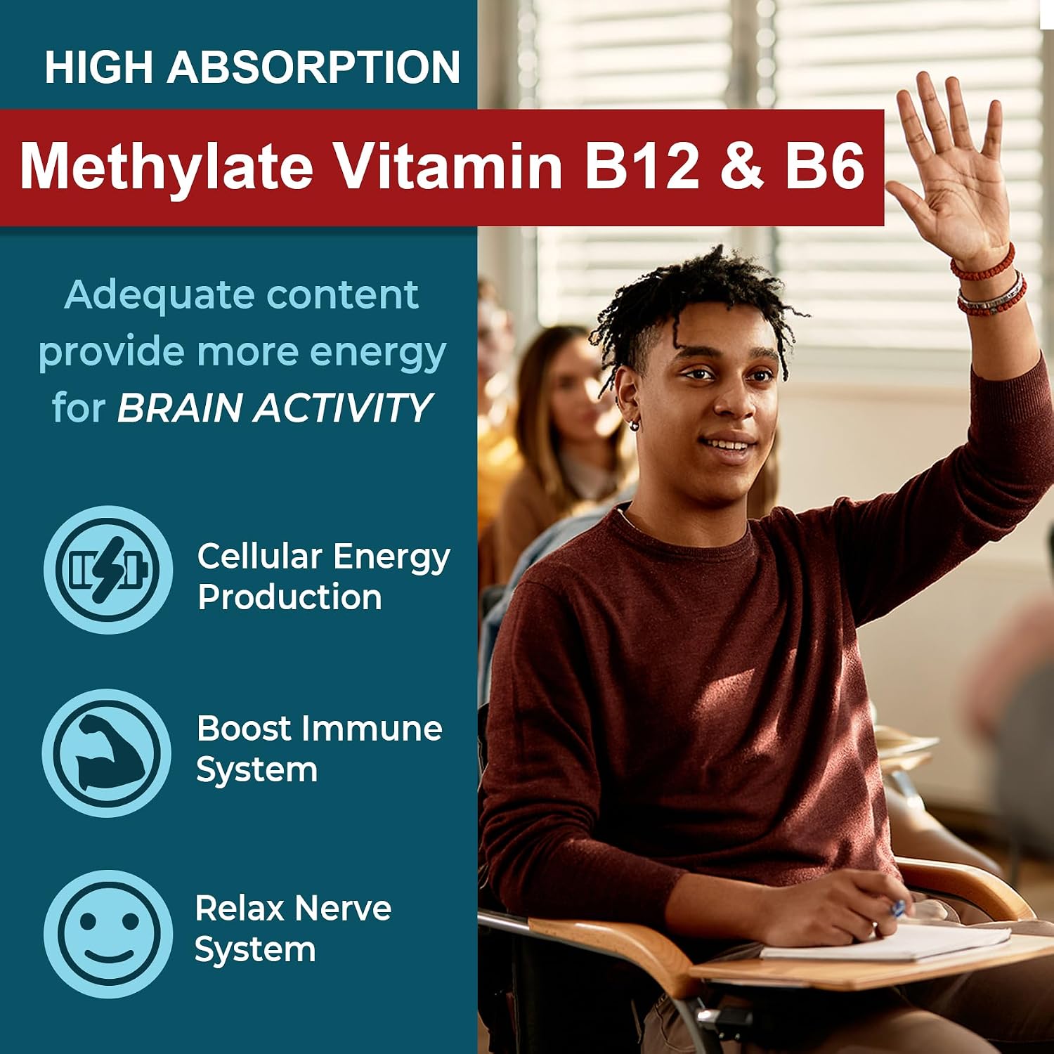 Complemento Cerebral 11-en-1 con L-Tirosina, L-Teanina, B12 Metilada, B6, Melena de León, Ginkgo Biloba, Bacopa Monnieri, Colina - Gominolas sin Azúcar, 2 Paquetes