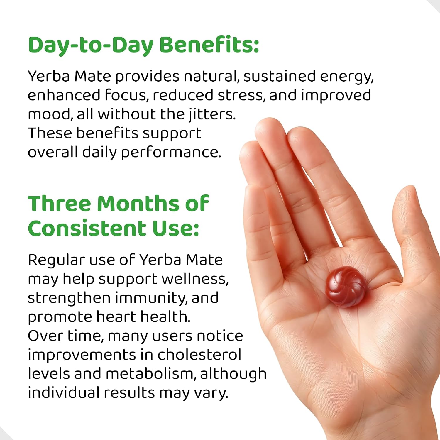 HOLYMARY Gominolas de Yerba Mate Sabor Frambuesa - Energía, Concentración y Vitalidad - Vegano, Sin Gluten, 50 Gominolas