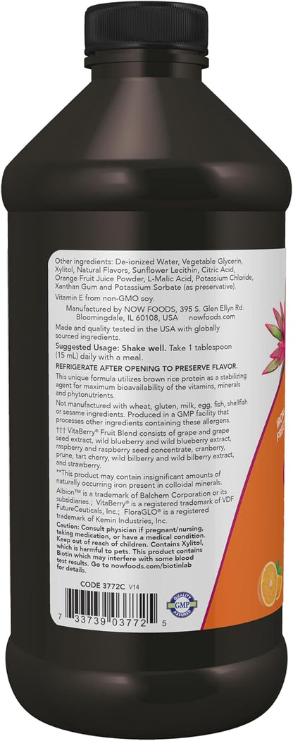 NOW Foods Liquid Multi, Sabor Naranja Tropical, Absorción Rápida, con Fitonutrientes, 473 ml – Image 3