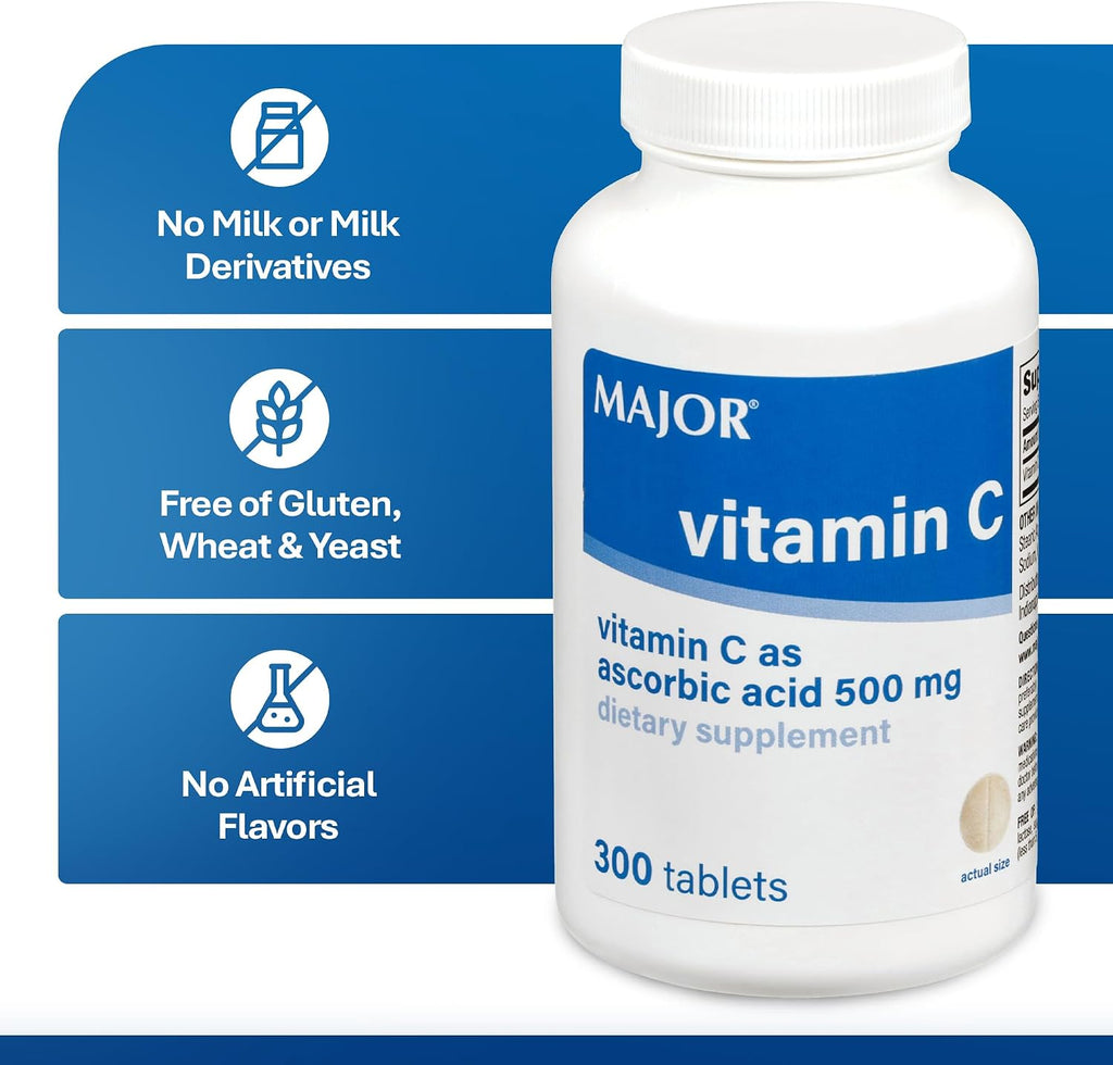 MAJOR Vitamina C 500 mg Ácido Ascórbico - 300 Comprimidos