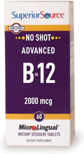 Superior Source NO Shot Advanced B-12 2000 mcg - Sublingual Vitamina B12 - 60 Tabletas